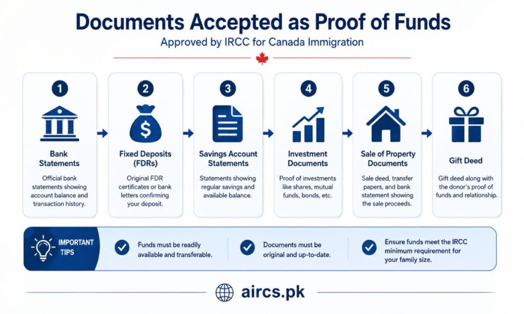 Documents Accepted as Proof of Funds